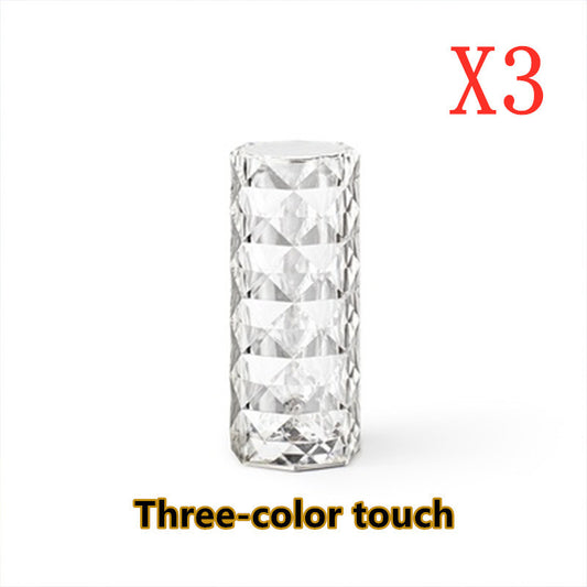 Nordic Crystal Table Lamp – USB Touch Dimming Night Light for Bedroom & Decor