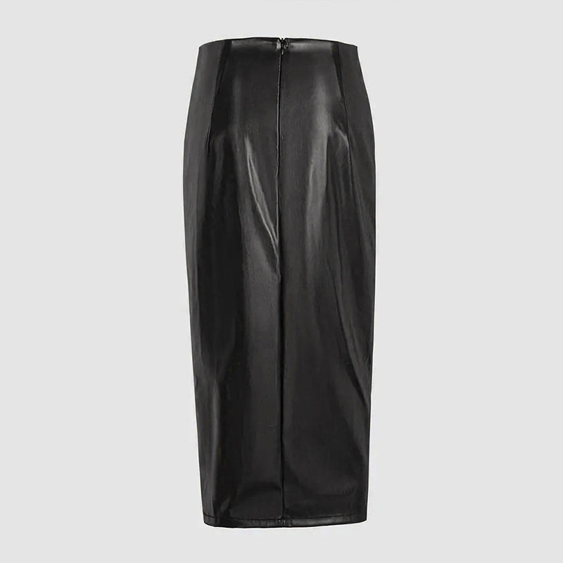 Women's Bodycon Leather Midi Skirt - Al-Noor Bazaar