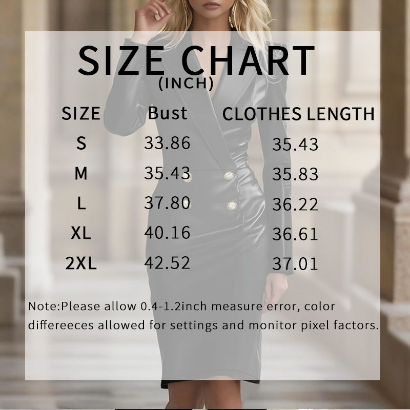 Women's Double-Breasted Faux Leather Midi Dress - Al-Noor Bazaar