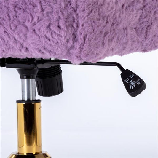 Wool Office Chair | Wide Seat, Reclining Fuzzy Desk Chair with Adjustable Tilt | Cozy Home Office Furniture