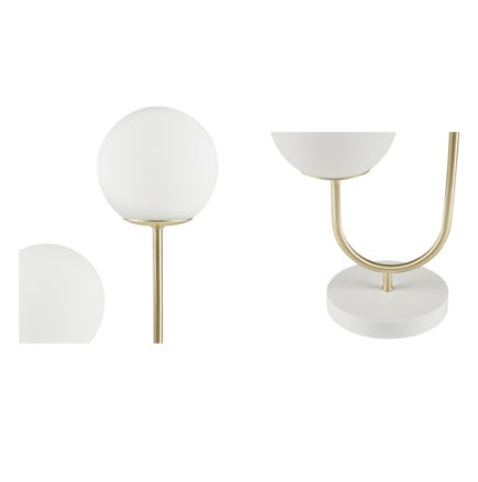 Modern 2-Light Globe Table Lamp | Gold/Brass Finish with Frosted Glass Shades | Contemporary Desk Light for Bedroom, Living Room (20" H)
