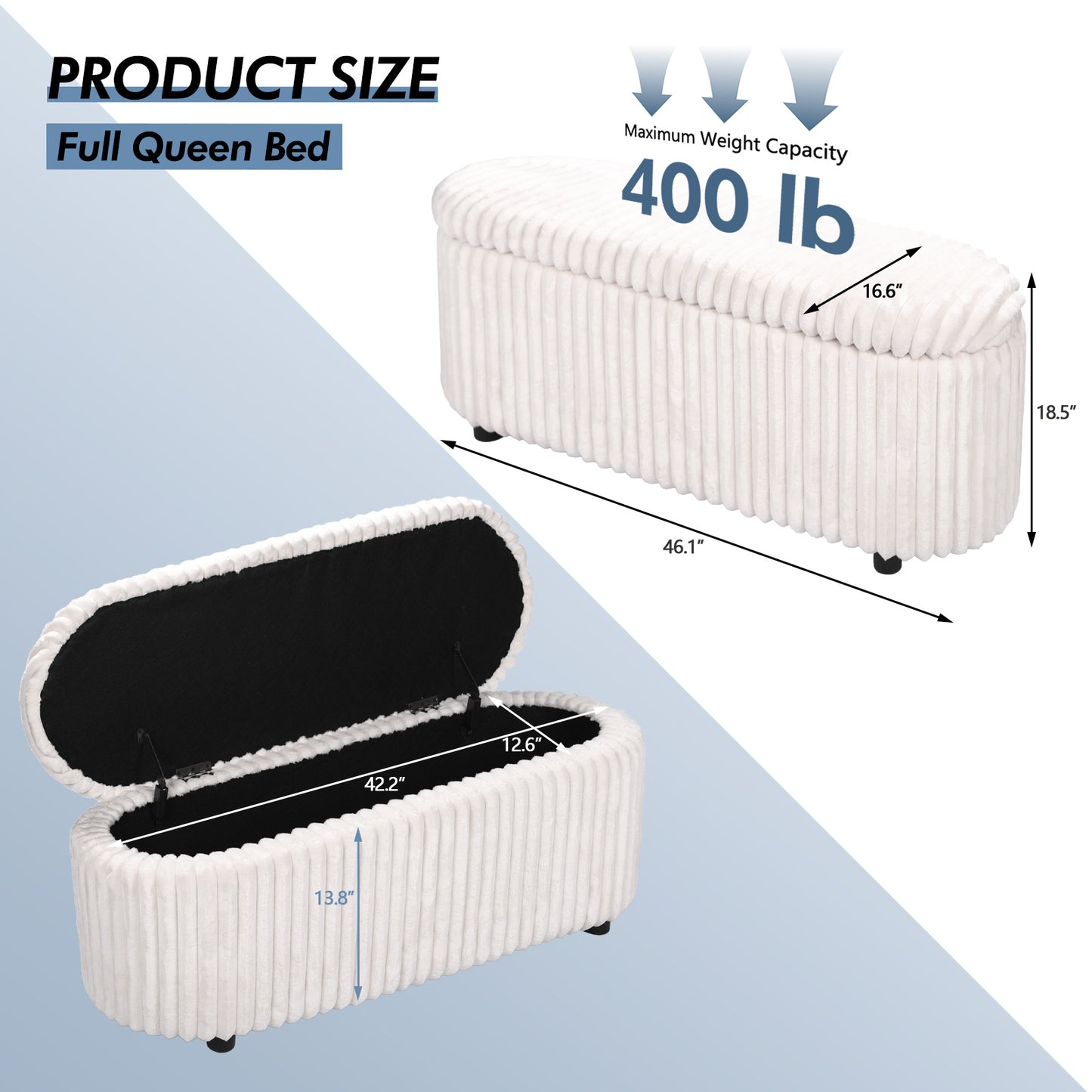 Linen Upholstered Storage Bench – Multifunctional Entryway, Living Room & Bedroom Ottoman