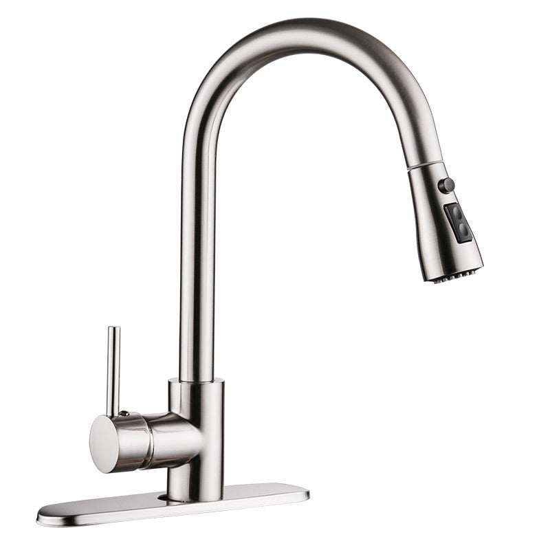 Pull-Out Kitchen Faucet – Brushed Copper, Hot & Cold Water