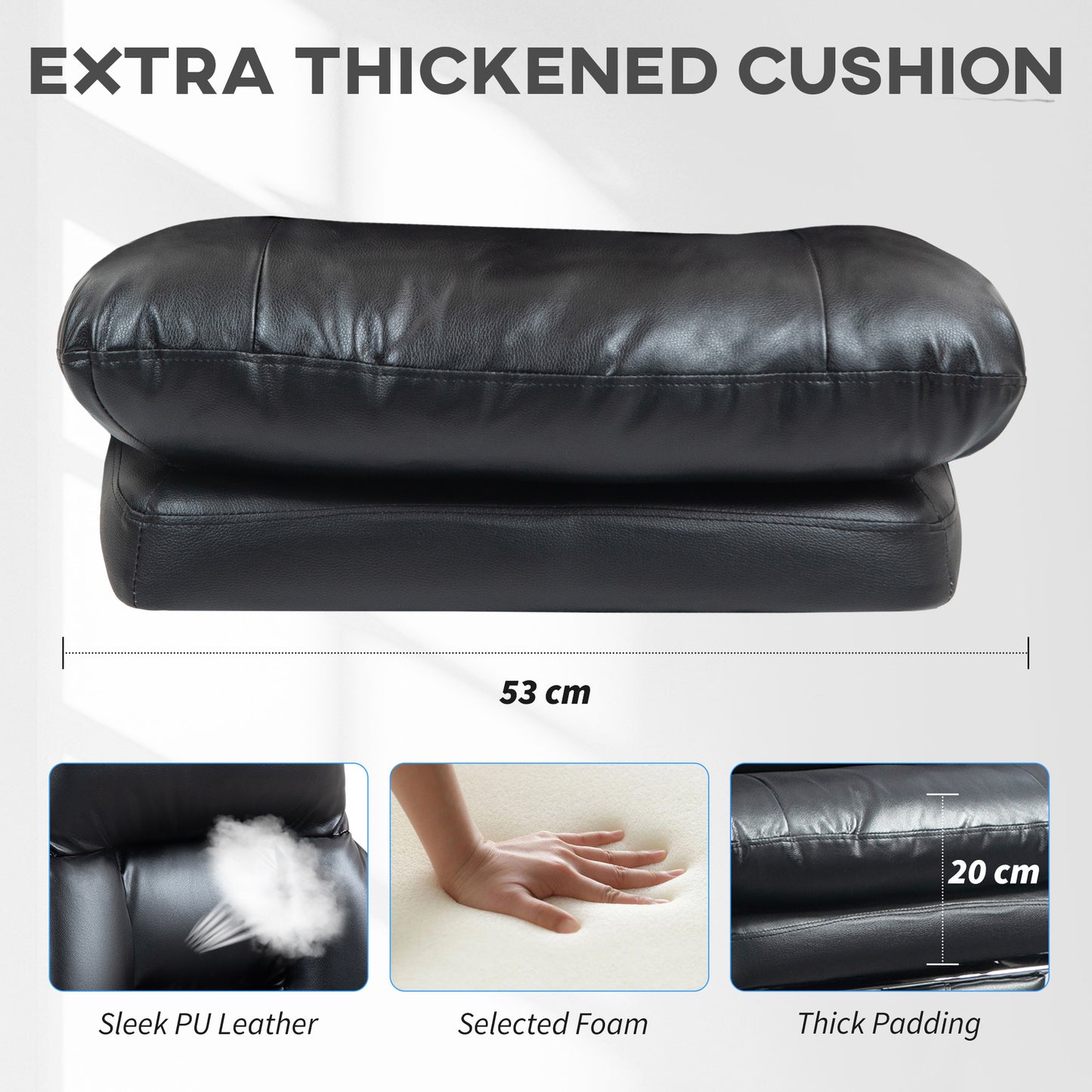 Overstuffed Office Chair, High Back Desk Chair With Foot Rest, Reclining PU Leather Computer Chair, Black