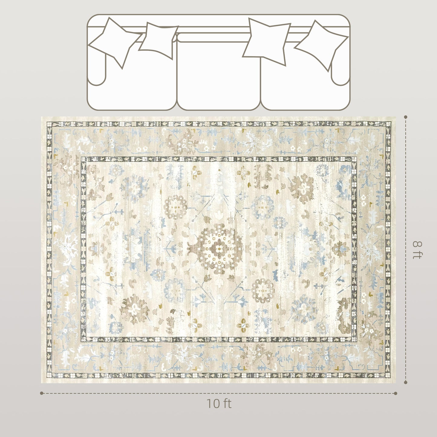 Blue 8x10 Boho Area Rug
