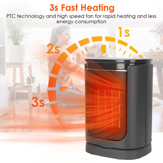 Electric Space Heater 1500W, Ceramic Heater Fan 90 Degree Oscillating Heating Fan With 3 Modes Remote Control Digital Display Tip-over Overheating Protection For Home Office