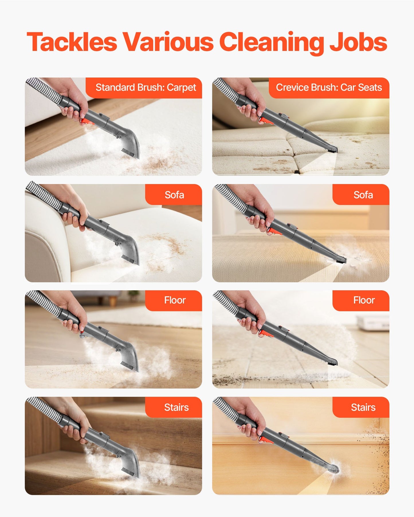 Portable Carpet Cleaner Machine Dual-Water Tank 11.5Kpa Upholstery Cleaner