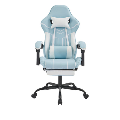 Gaming Chair, Computer Chair Ergonomic Chair With Footrest Office Chair Ergonomic Computer Chair With Lumbar Backrest Bluewhite