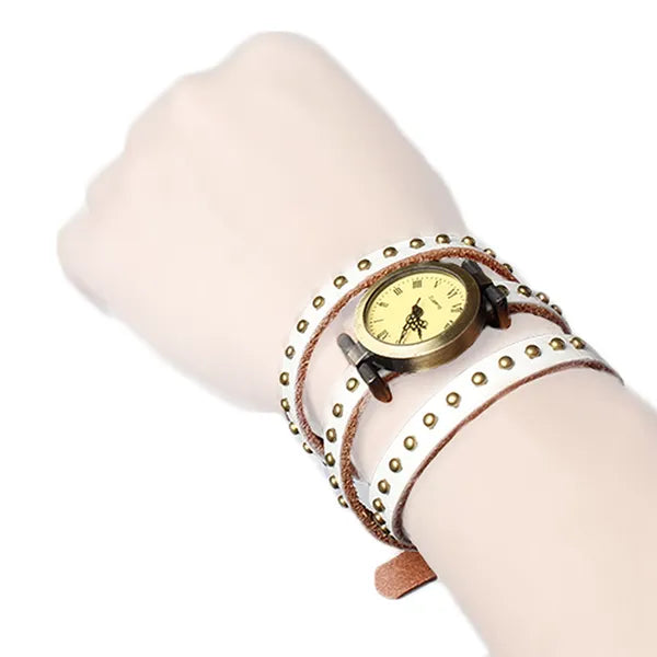 Fashionable Rivet Leather Belt Retro Watch Hand Chain