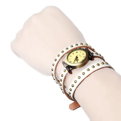 Fashionable Rivet Leather Belt Retro Watch Hand Chain