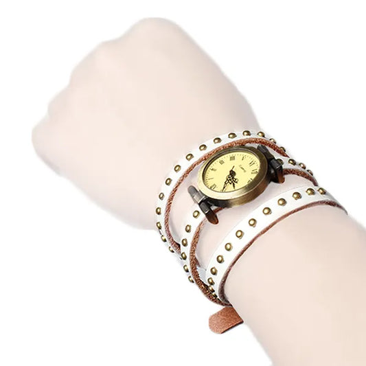 Fashionable Rivet Leather Belt Retro Watch Hand Chain
