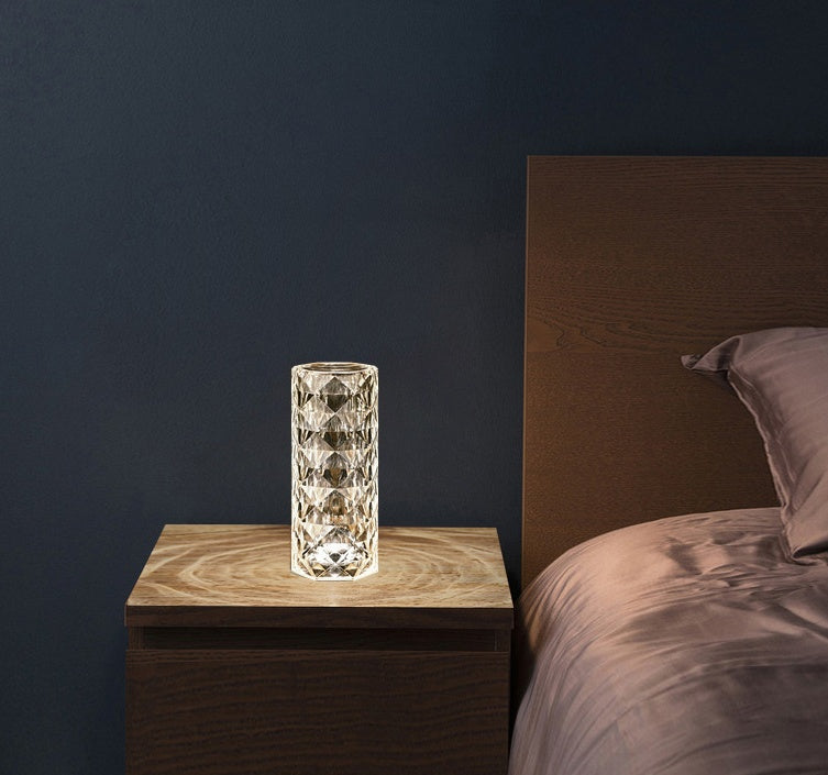 Nordic Crystal Table Lamp – USB Touch Dimming Night Light for Bedroom & Decor