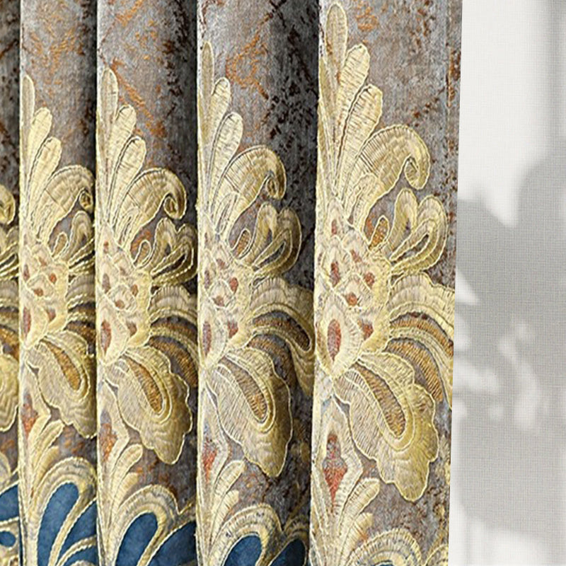 Luxury Velvet Embroidered Curtains – 1 Pair Blackout Drapes for Bedroom & Living Room