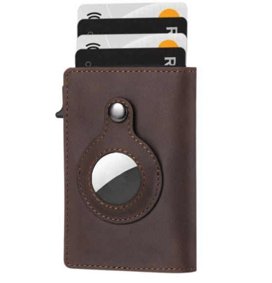 Leather AirTag Wallet with Aluminum Card Holder