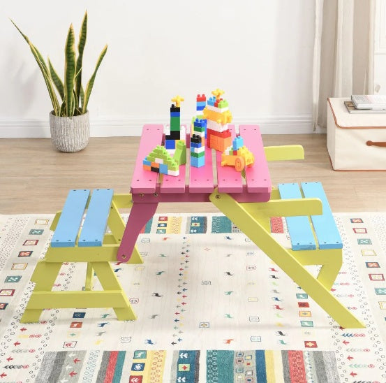 Blue Solid Wood Toddlers Table and Chair Set | Children's Dining & Activity Furniture