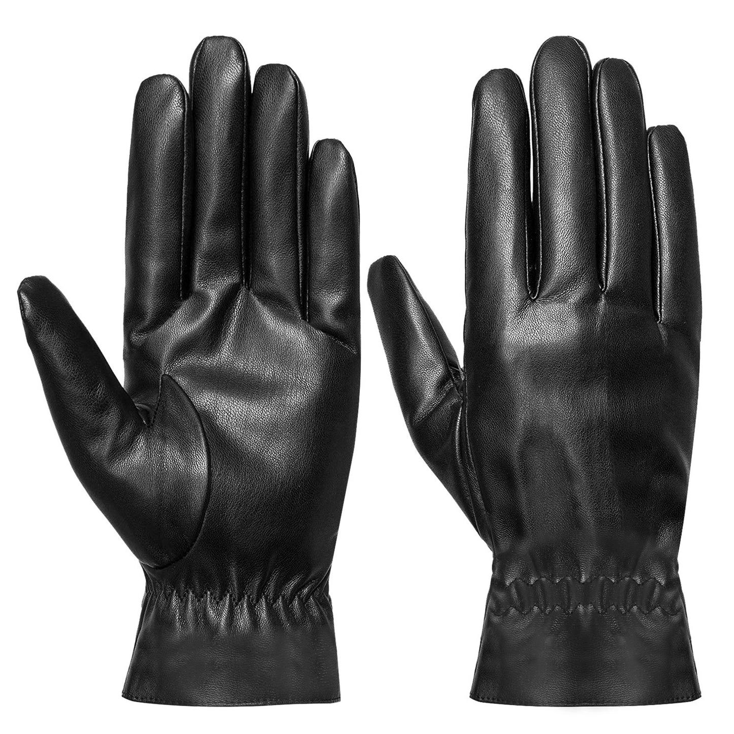Unisex Black Leather Winter Gloves - Al-Noor Bazaar