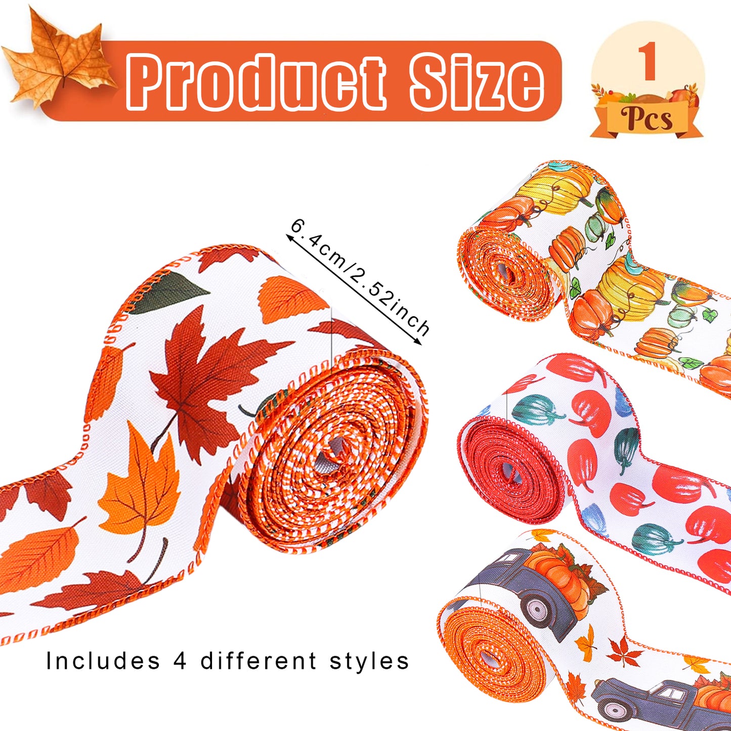 4 Rolls Thanksgiving Ribbon