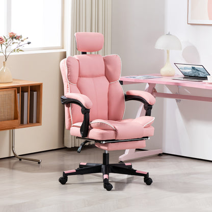 PU Leather Office Chair, Executive Desk Chair With Headrest, Foot Rest, Swivel Wheels, Reclining Computer Chair
