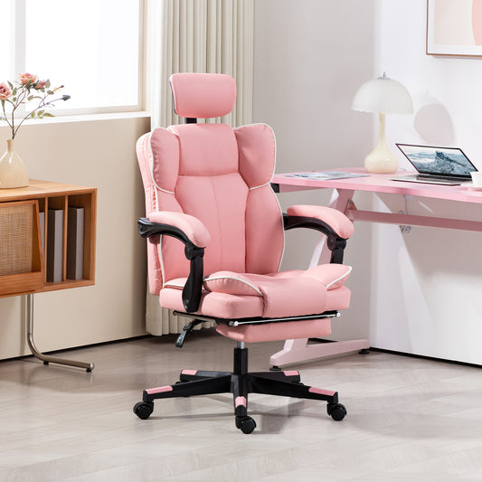 PU Leather Office Chair, Executive Desk Chair With Headrest, Foot Rest, Swivel Wheels, Reclining Computer Chair