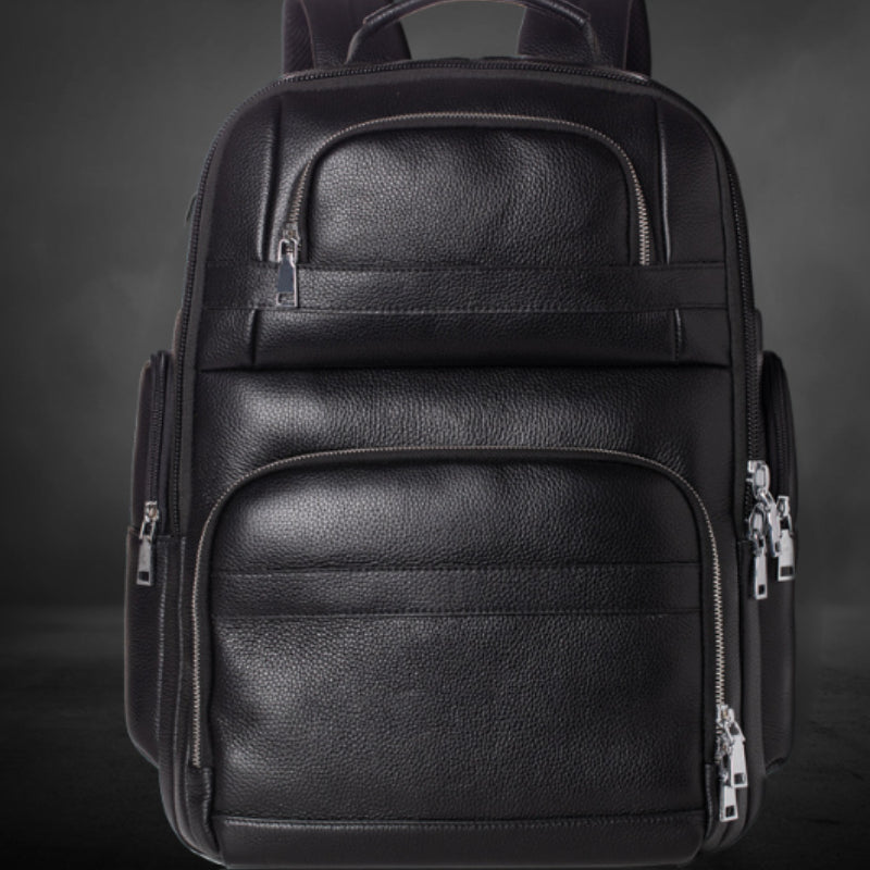 Genuine Leather Travel Backpack, Men's