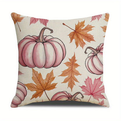 4 Pack Fall Pillow Covers 18x18in Farmhouse Pumpkin Maple Leaf Cushion Case Autumn Sofa Couch Decor For Autumn Thanksgiving Harvest Decorations