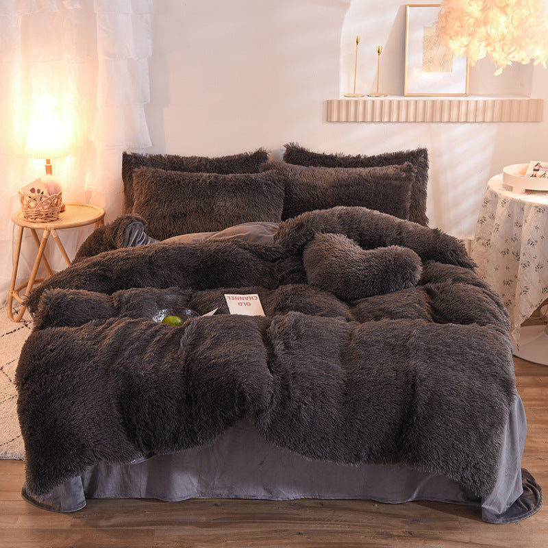 Luxury Thick Fleece Duvet Cover Set – Warm Queen & King Bedding for Winter
