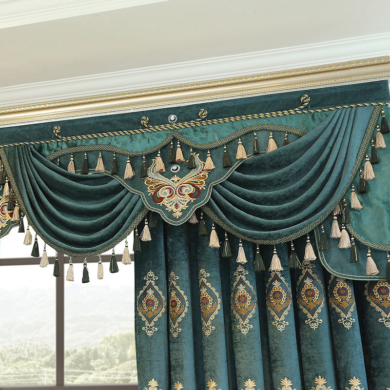Luxury Embroidered Velvet Curtains, 2-Piece