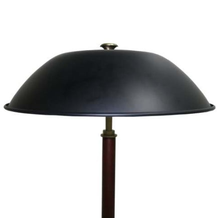 Modern Black Umbrella Table Lamp | Walnut Solid Wood Base & Metal Dome Shade | Decorative Nightstand/Desk Light (18" H)
