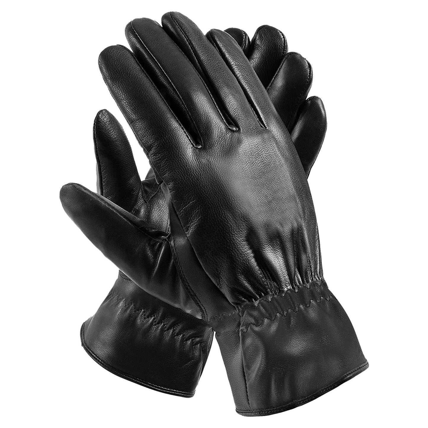 Unisex Black Leather Winter Gloves - Al-Noor Bazaar