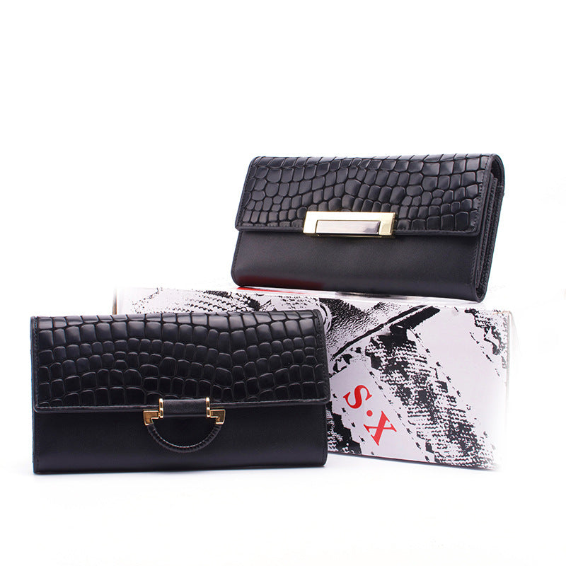 Cowhide Leather Buckle Wallet