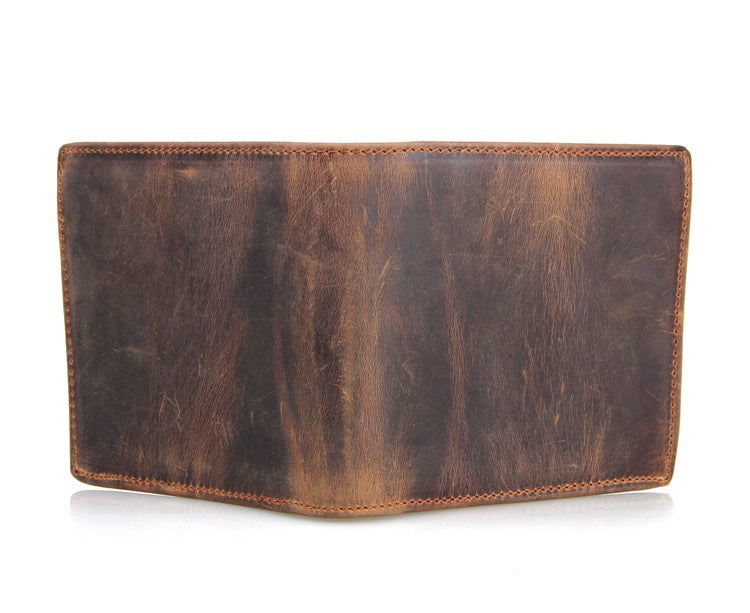 Cowhide Zipper Bifold Wallet