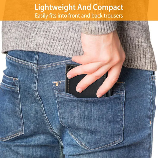 Men Leather Wallet ID Card Holder Purse Trifold Clutch Money Zipper With ID Window 14 Credit Card 1 ID Card