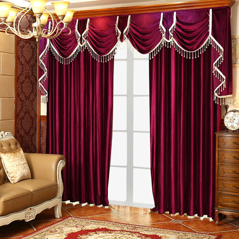 Luxury Red Velvet Blackout Curtains