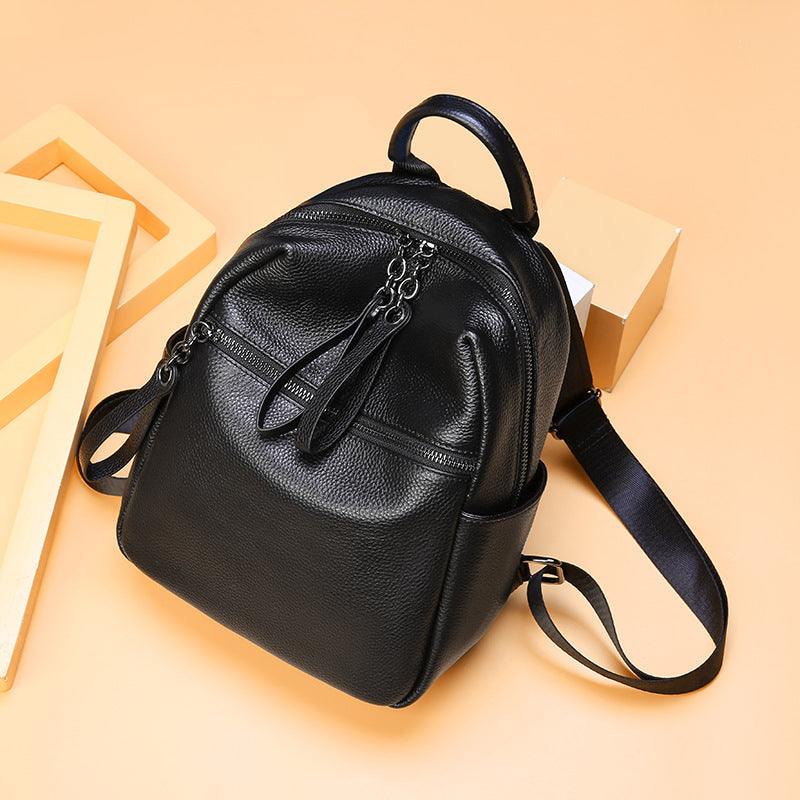 Leather Travel Backpack, Black
