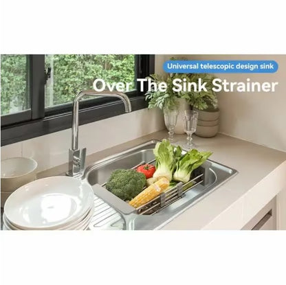 Retractable Stainless Steel Sink Rack – Space-Saving Dish & Veggie Drainer