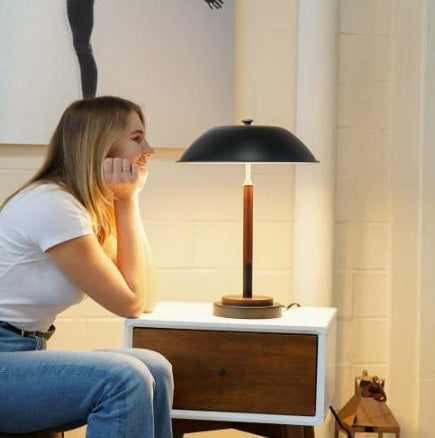 Modern Umbrella Table Lamp, Black