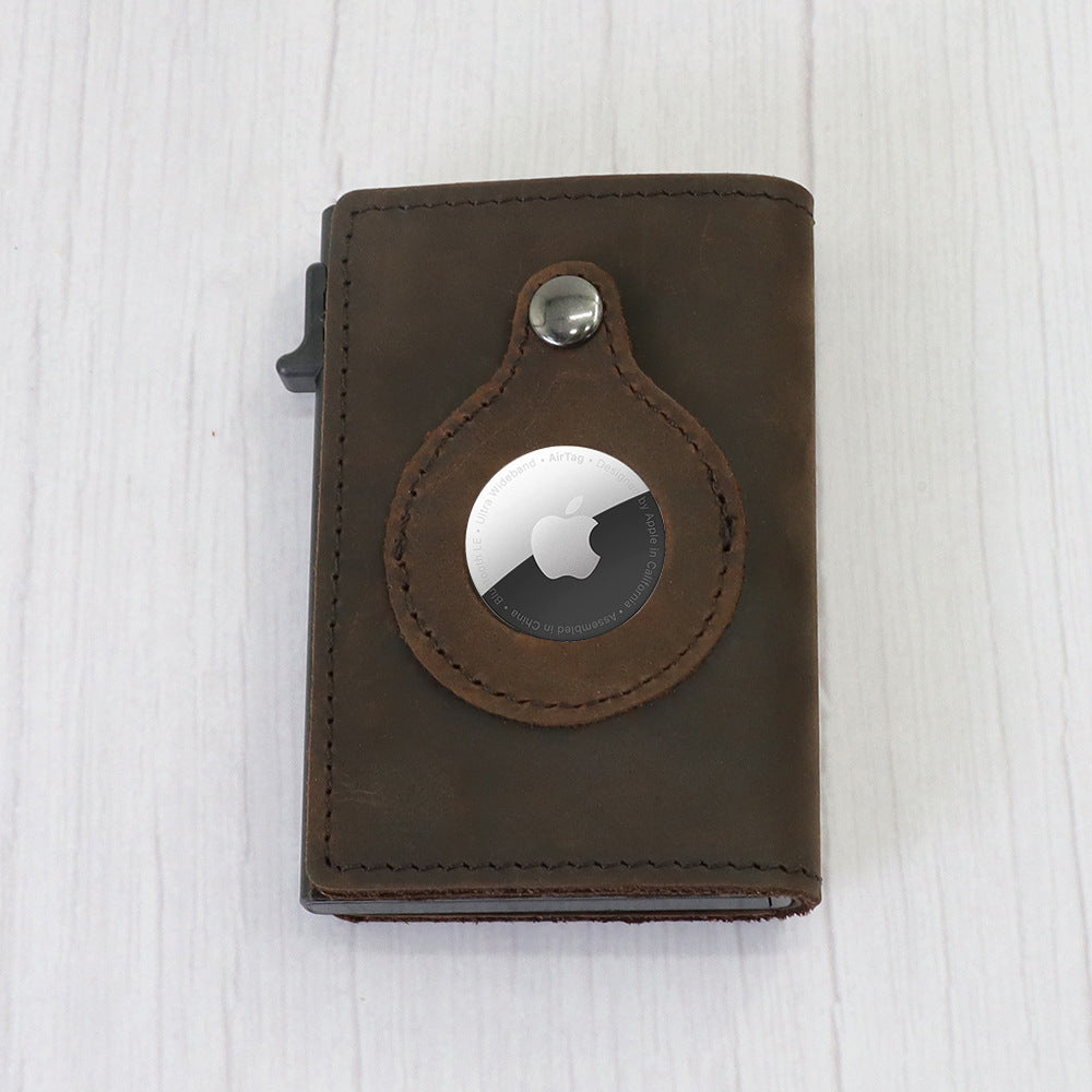 Minimalist Leather Wallet with AirTag Holder