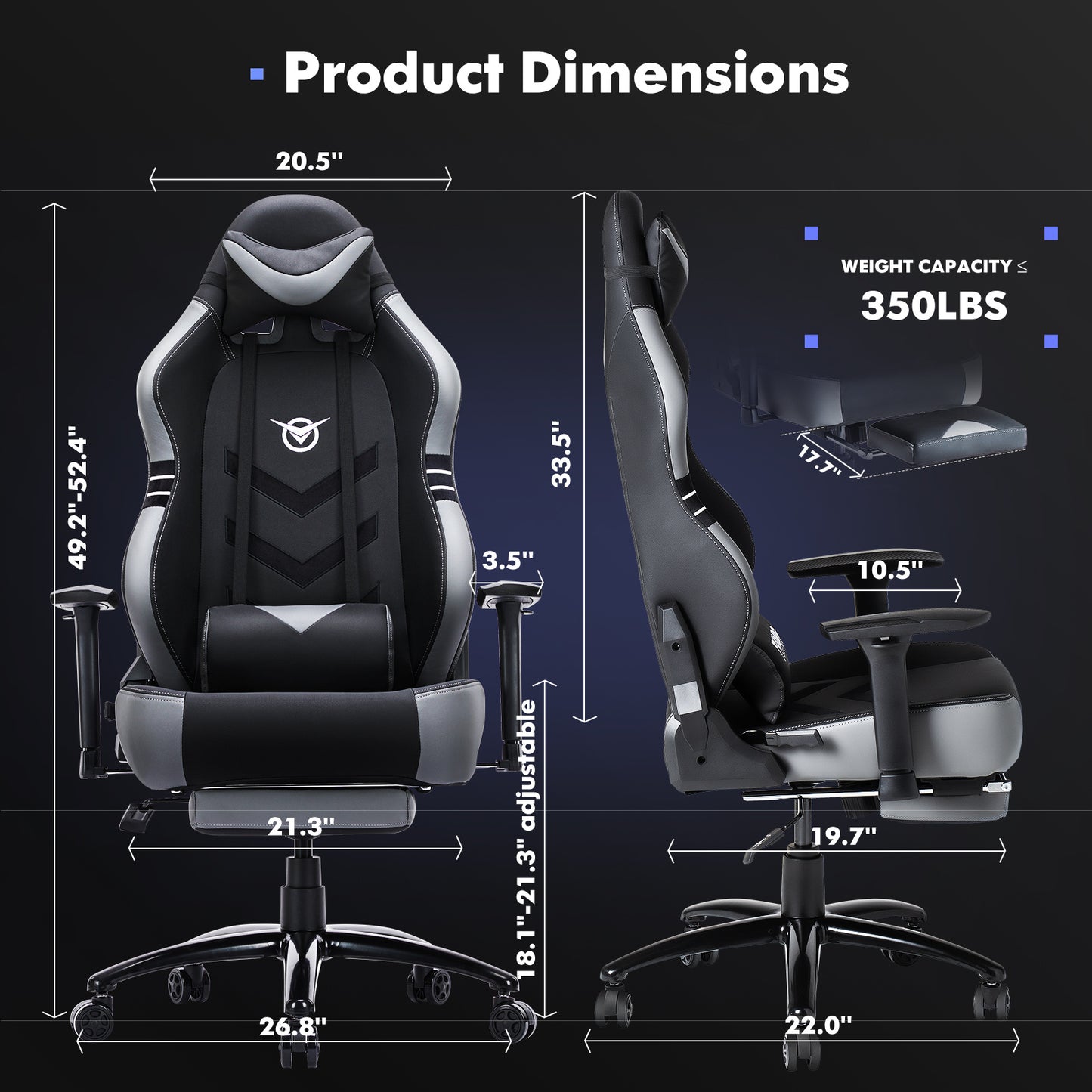 Tall Gaming Chair 350lbs Racing Computer Gaming Chair Big & Tall Gaming Chair with Footrest | Ergonomic Racing Style Computer Desk Chair | Adjustable Swivel Recliner