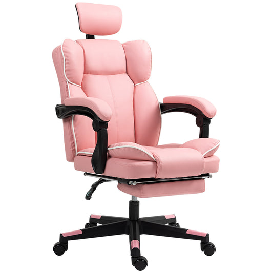 PU Leather Office Chair, Executive Desk Chair With Headrest, Foot Rest, Swivel Wheels, Reclining Computer Chair