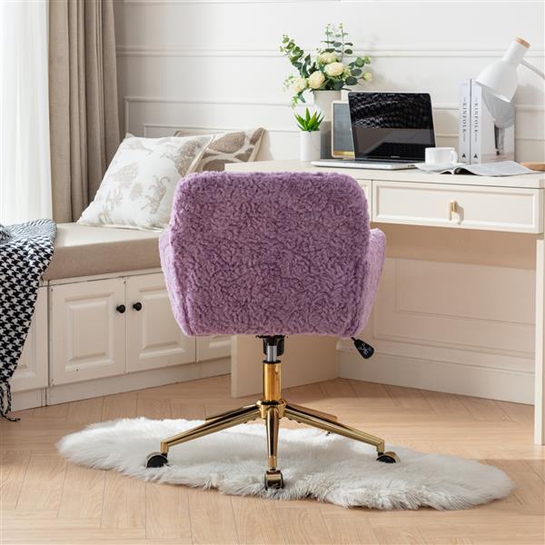 Wool Office Chair | Wide Seat, Reclining Fuzzy Desk Chair with Adjustable Tilt | Cozy Home Office Furniture