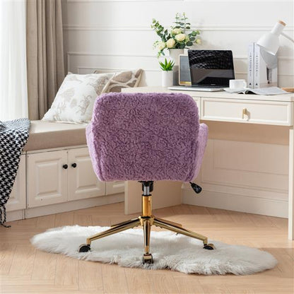 Wool Office Chair | Wide Seat, Reclining Fuzzy Desk Chair with Adjustable Tilt | Cozy Home Office Furniture