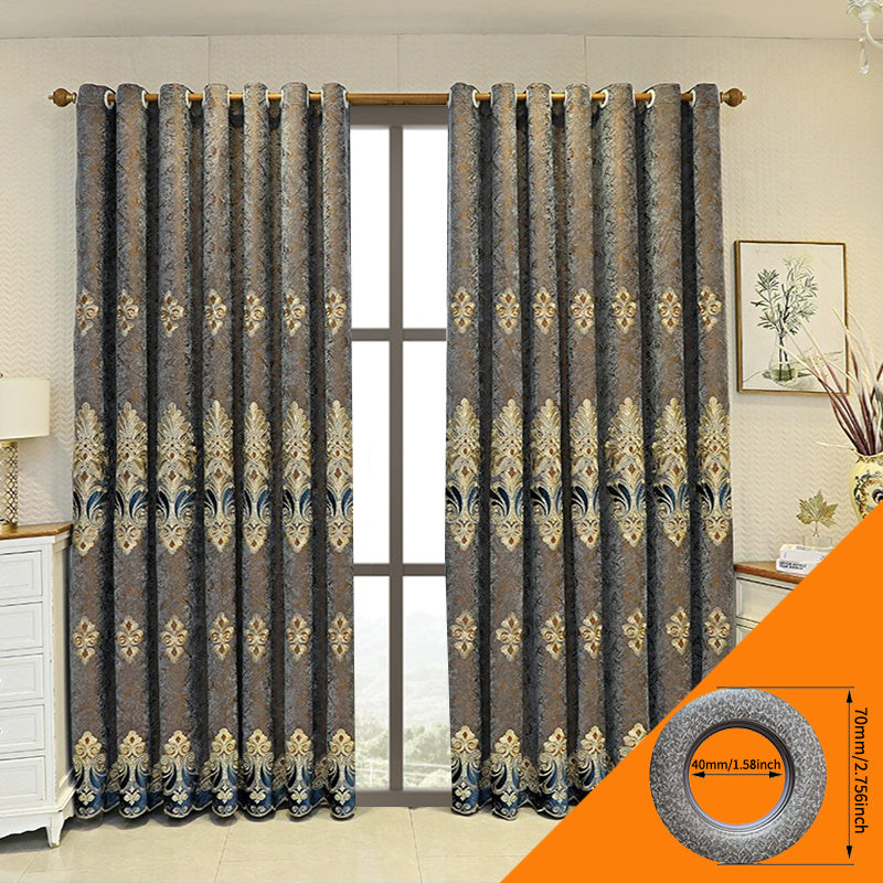 Luxury Velvet Embroidered Curtains – 1 Pair Blackout Drapes for Bedroom & Living Room