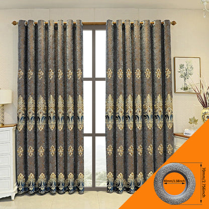 Luxury Velvet Embroidered Curtains – 1 Pair Blackout Drapes for Bedroom & Living Room