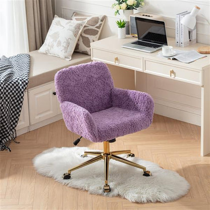Wool Office Chair | Wide Seat, Reclining Fuzzy Desk Chair with Adjustable Tilt | Cozy Home Office Furniture