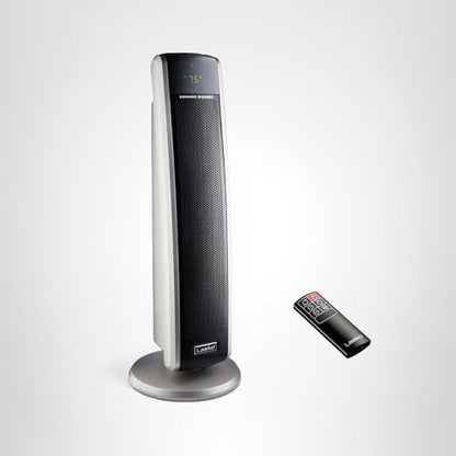 Lasko Oscillating Digital Ceramic Tower Heater for Large Rooms, with Adjustable Thermostat, Timer and Remote Control, 29 Inches, 1500W, Black, 5586