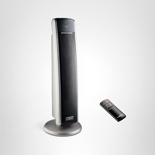 Lasko Oscillating Digital Ceramic Tower Heater for Large Rooms, with Adjustable Thermostat, Timer and Remote Control, 29 Inches, 1500W, Black, 5586