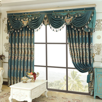 Luxury Embroidered Velvet Curtains – 2-Piece Blackout Drapes for Living Room & Bedroom