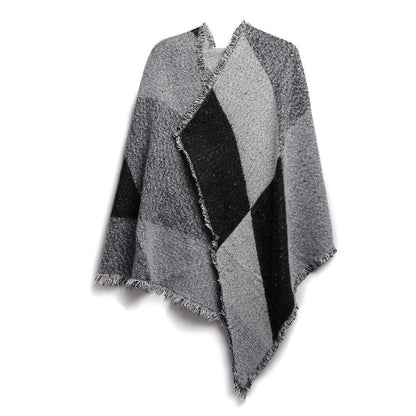 1Pc Women Winter Warm Scarf 74.8x25.6In Long Soft Knitted Shawl Extra Thick Plaid Blanket Wrap Cape