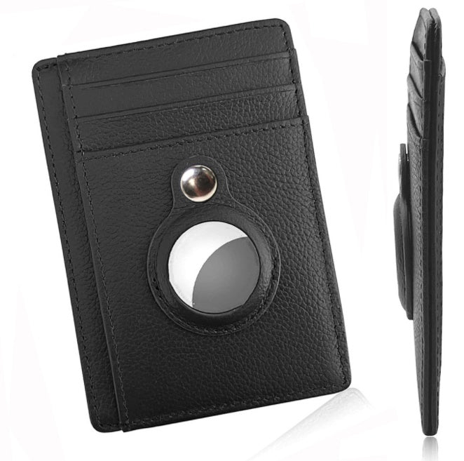 Leather AirTag Wallet with Aluminum Card Holder