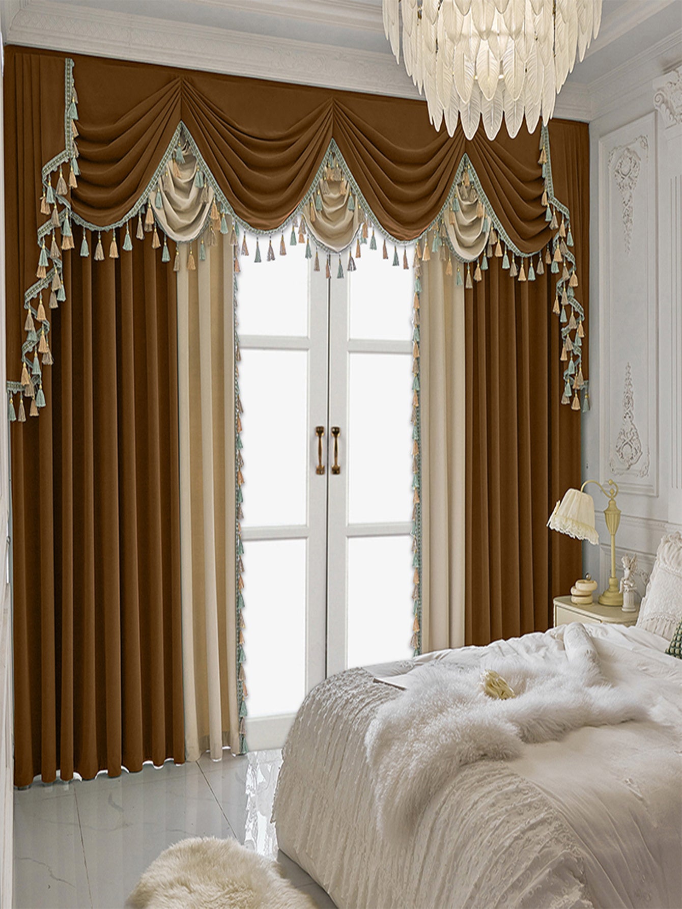 Luxury Velvet Patchwork Curtains – Retro Blackout Drapes for Living Room & Bedroom
